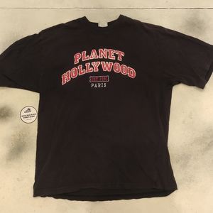 T-shirt Vintage Planet Hollywood Paris – Noir – Taille L – Occasion
